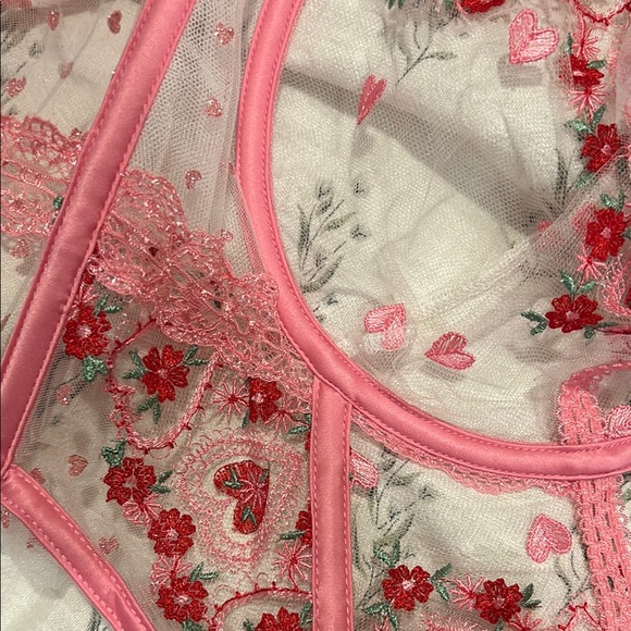 Floral Embroidered Pink Lingerie Set For Love and Lemons - Picture 3 of 4